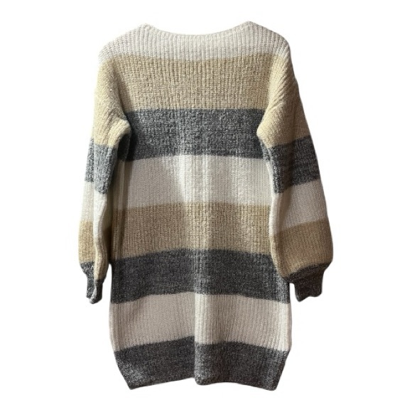 SHEIN Sweaters - SHEIN | Striped Knit Sweater - Gray, Cream, and Tan | Size M